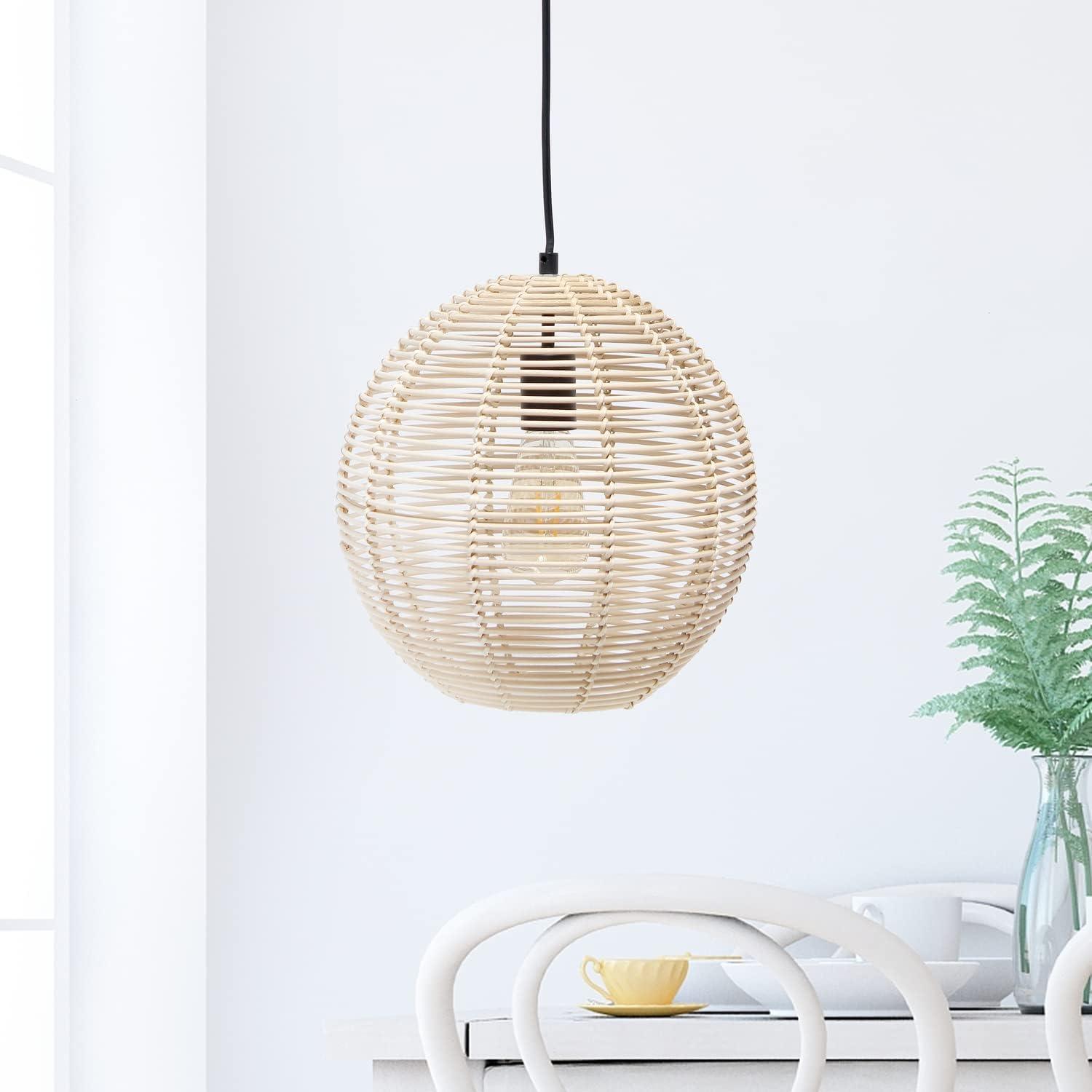 Natural Globe Pendant Ceiling Light Beige - Elegant Designs