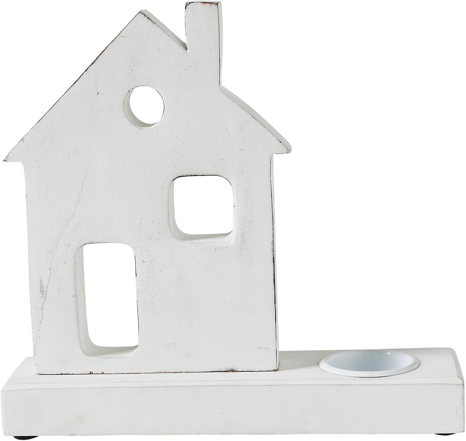 Tealight Holder Village House White 9x8.25x2.5