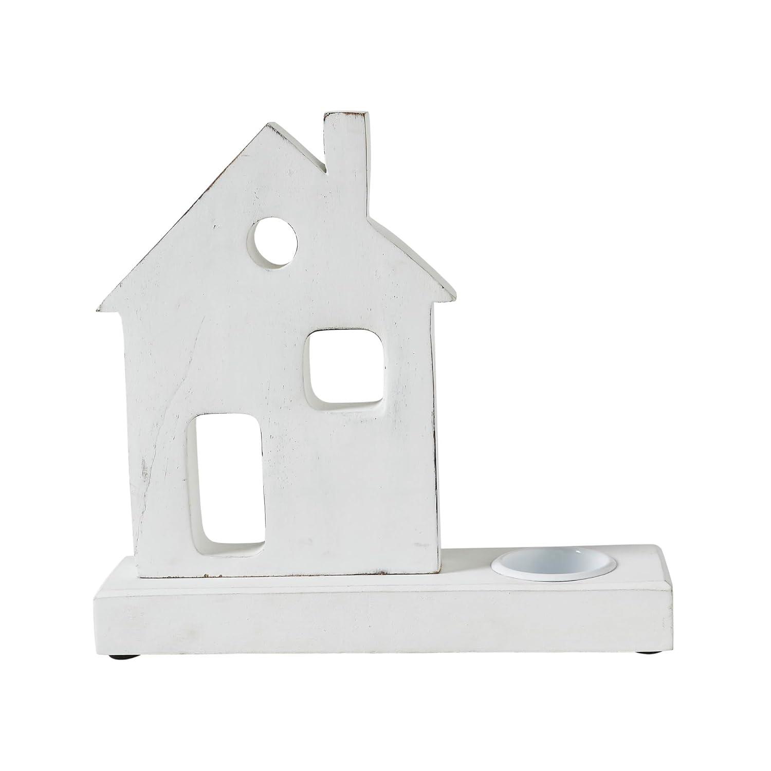 VHC Brands Festive Finds Tealight Holder Village House White
