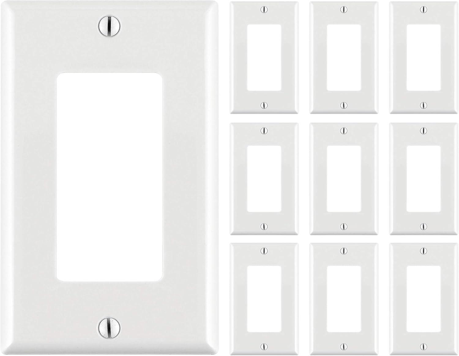 Cmple - [10 PACK] White Standard 1-Gang Blank Decora Wall Plate, Polycarbonate Thermoplastic Panel GFCI Electrical Wall Plate Single-Gang Cover