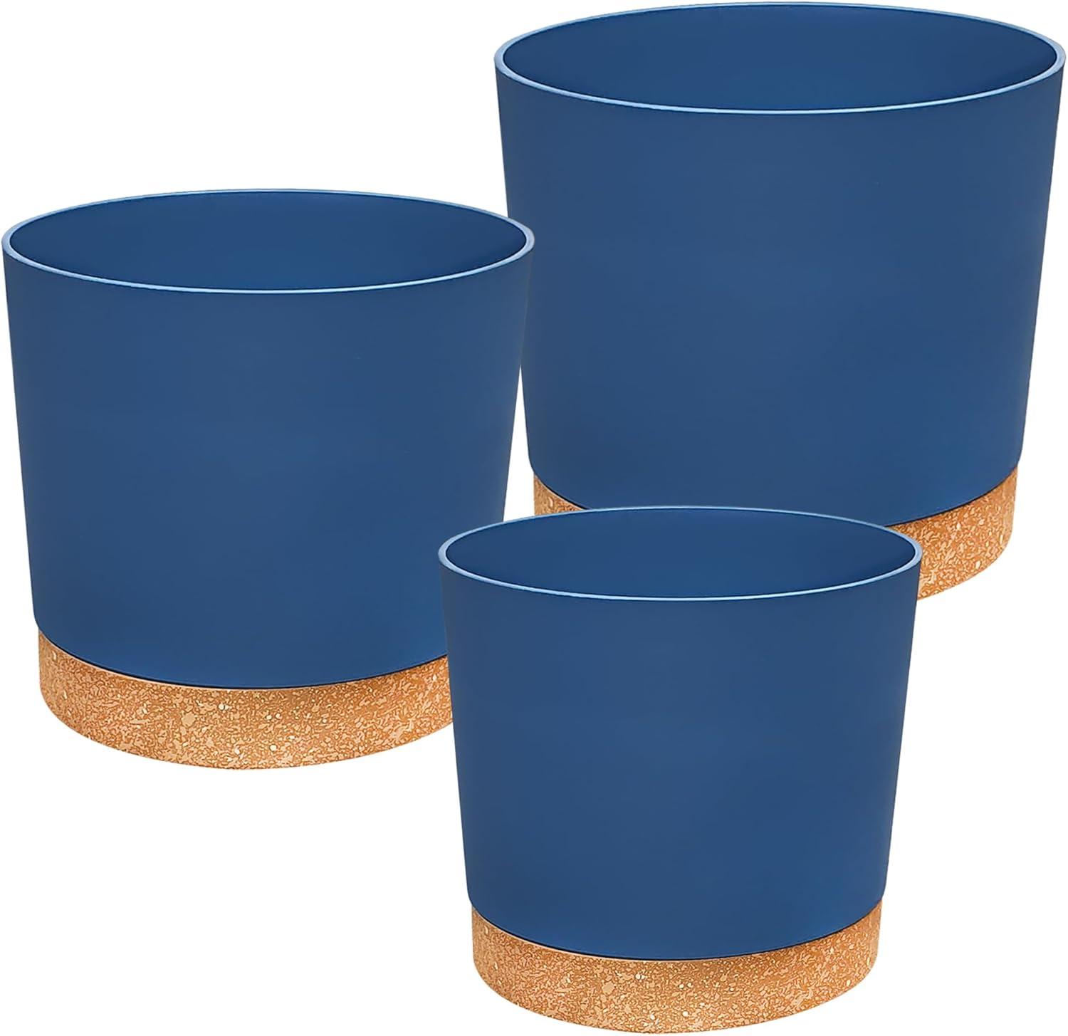 RUBBER BOND Plastic Plant Pots 3 Pack - Modern Indoor/Outdoor Planters for Home Decor - Weather-Resistant Flower Pots - Ideal for Stylish Garden and Patio Decor