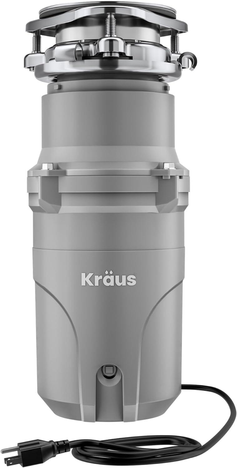 KRAUS WasteGuard Continuous Feed Motor Garbage Disposal with Power Cord and Universal Mount