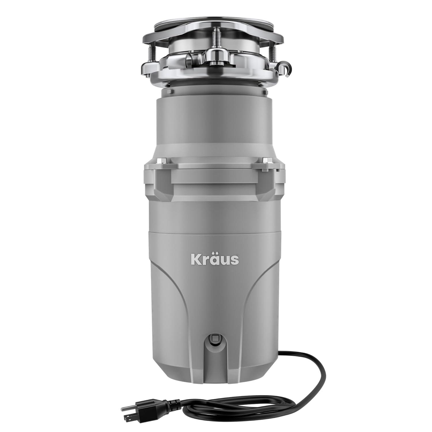 Kraus KRAUS WasteGuard Continuous Feed Motor Garbage Disposal with Power Cord and Universal Mount