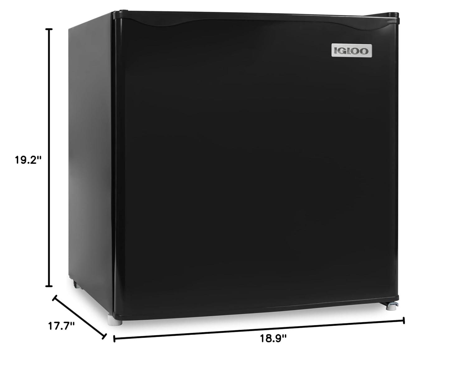 Igloo IRF16BK6A 1.6 Cu. Ft. Single Door Refrigerator with Freezer, Black