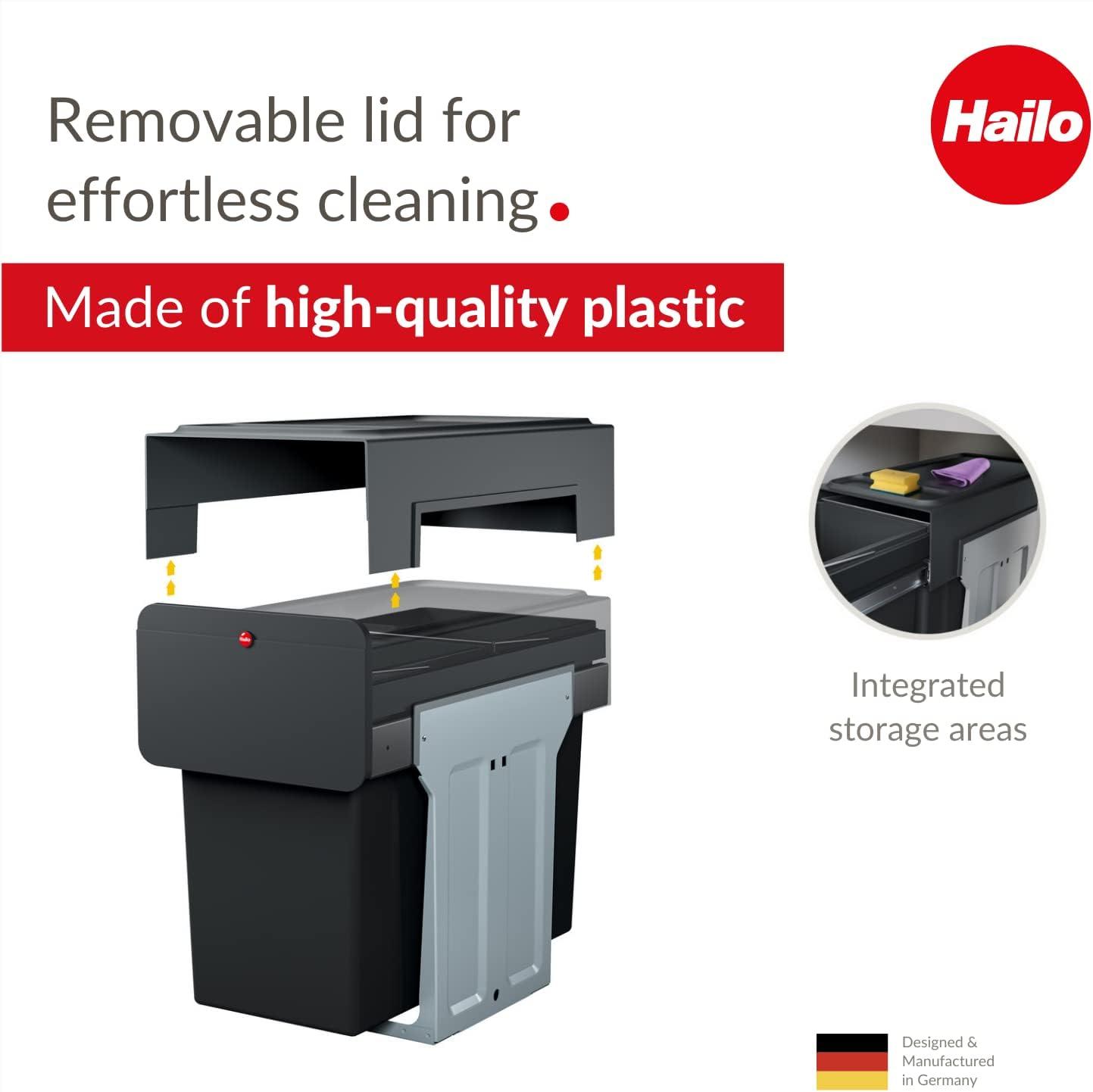 Hailo USA Inc. Plastic Manual Lift Multi-Compartments Trash & Recycling Bin