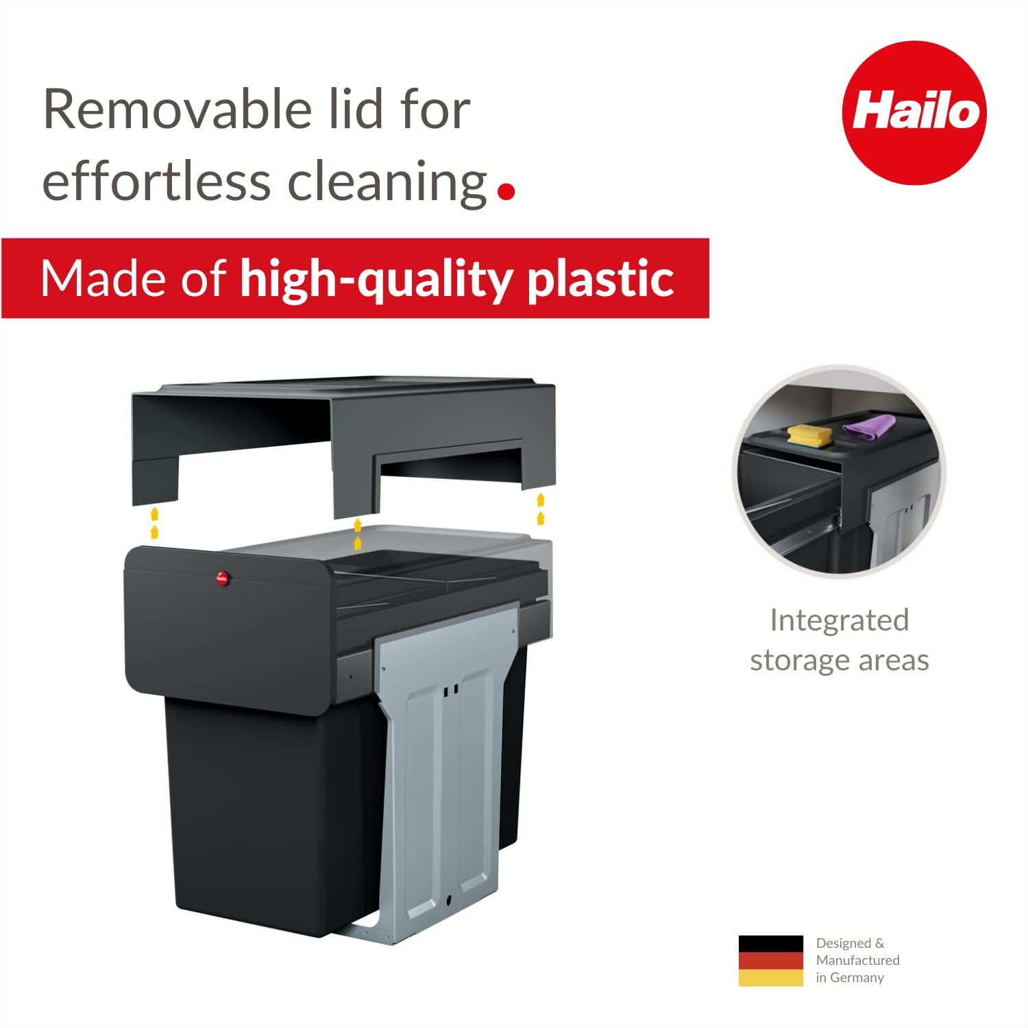 Hailo USA Inc. Plastic Manual Lift Multi-Compartments Trash & Recycling Bin