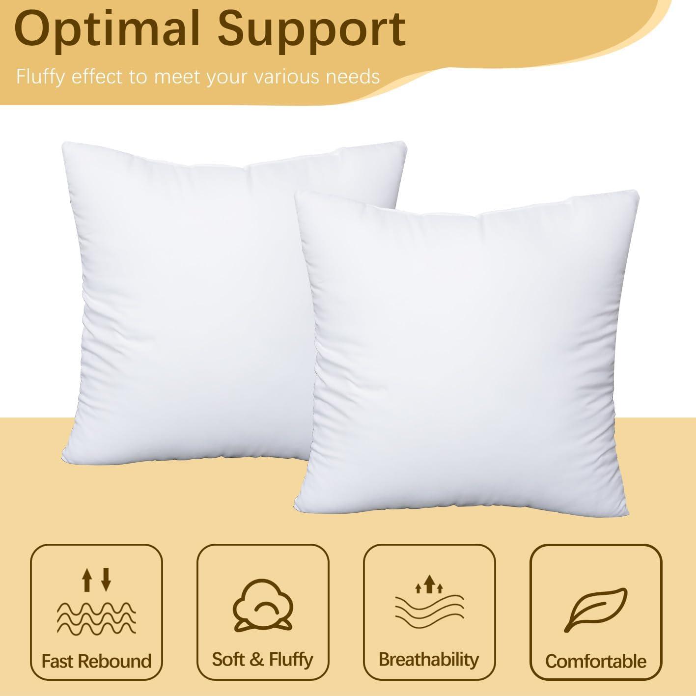 Utopia Bedding 18x18 White Throw Pillow Inserts (Set of 2) – Decorative Pillows for Bed & Couch