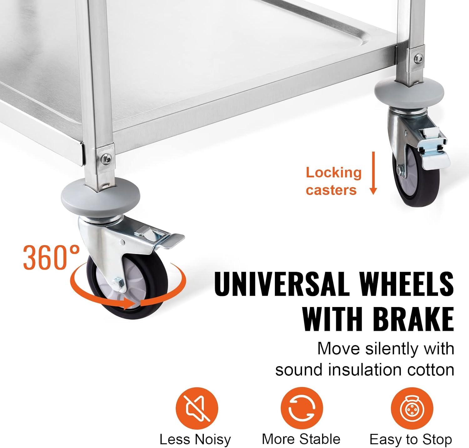 VEVOR Rolling Kitchen Cart with Steel Top | Wayfair