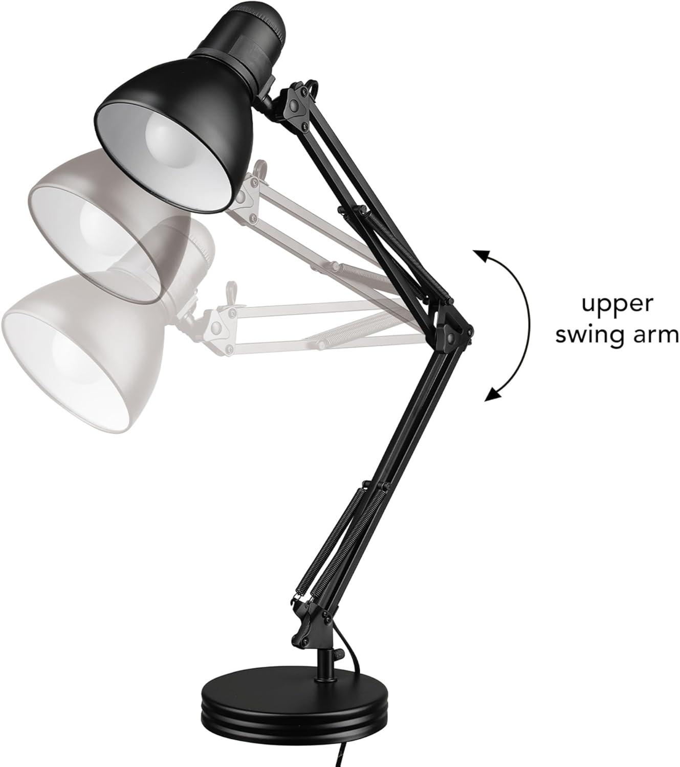 Globe Electric 28" Contemporary Heavy Base Architect Black Swing Arm Desk Lamp, 5698601