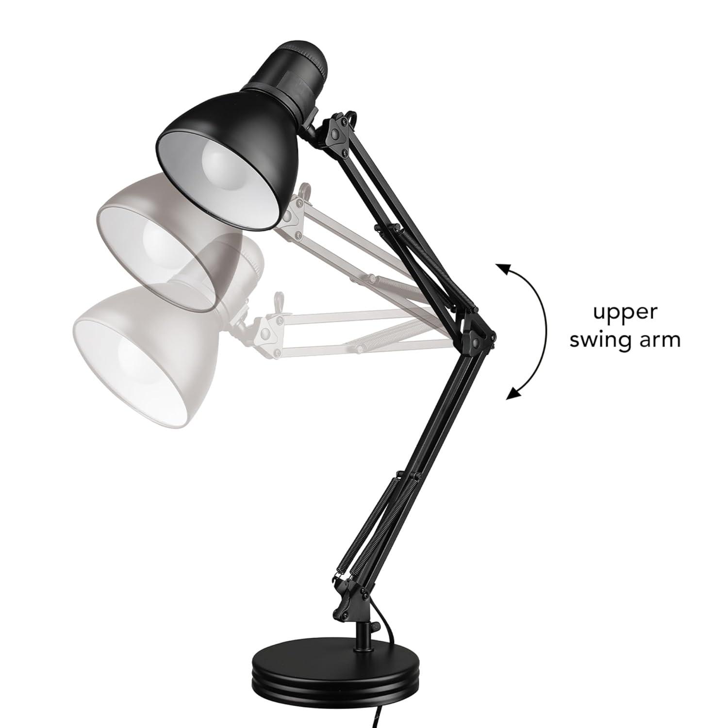 Globe Electric 28" Contemporary Heavy Base Architect Black Swing Arm Desk Lamp, 5698601