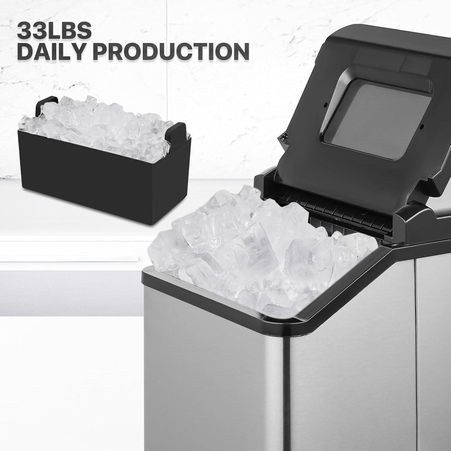 mollie Countertop Ice Maker Machine with Auto-Cleaning, 26lbs in 24Hrs, 32 Ice Cubes Ready in 20 Mins, Portable Ice Maker with Basket and Scoop for Home Kitchen Camping, Black