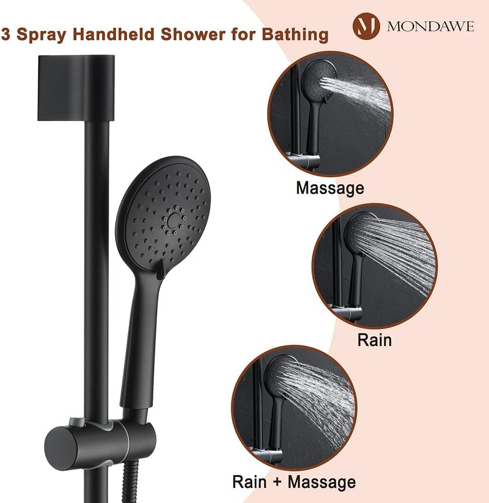 Calliope Wall Mounted 3 Function Retro Shower System with 3 Setting Handheld