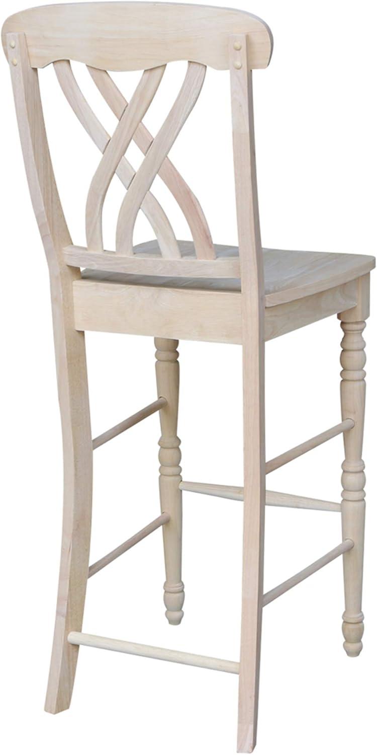 Traditional Parawood 30" Latticeback Bar Stool in Warm Brown