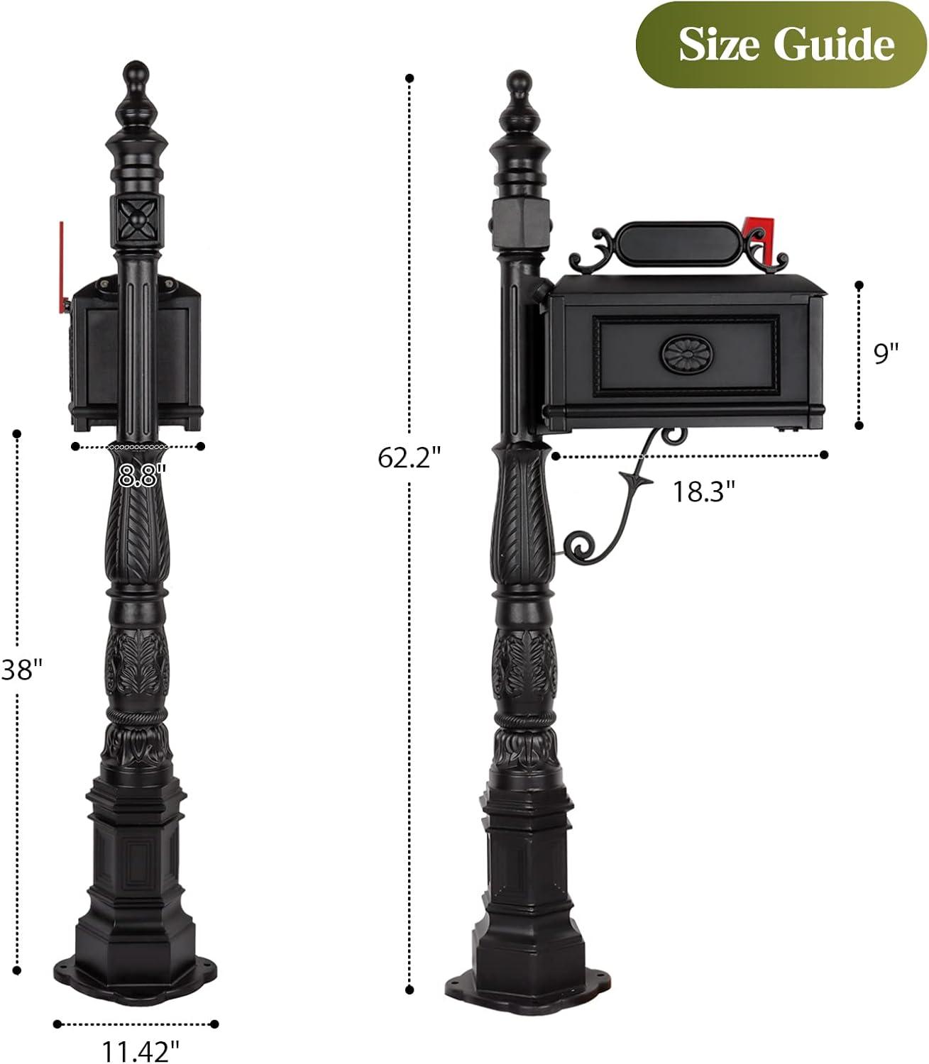 Barcelona Black Cast Aluminum Decorative Post Mailbox