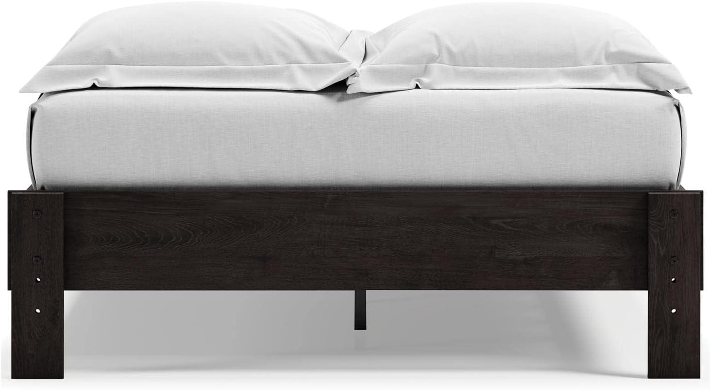Full Piperton Platform Bed Black - Signature Design by Ashley: Modern Style, MDF Frame, No Box Spring Needed