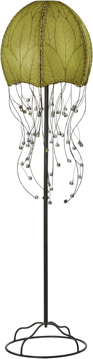 Eangee Home Design Jellyfish Large Floor Lamp, Shade Made Of Cocoa Leaves, 15x15x64 Inches