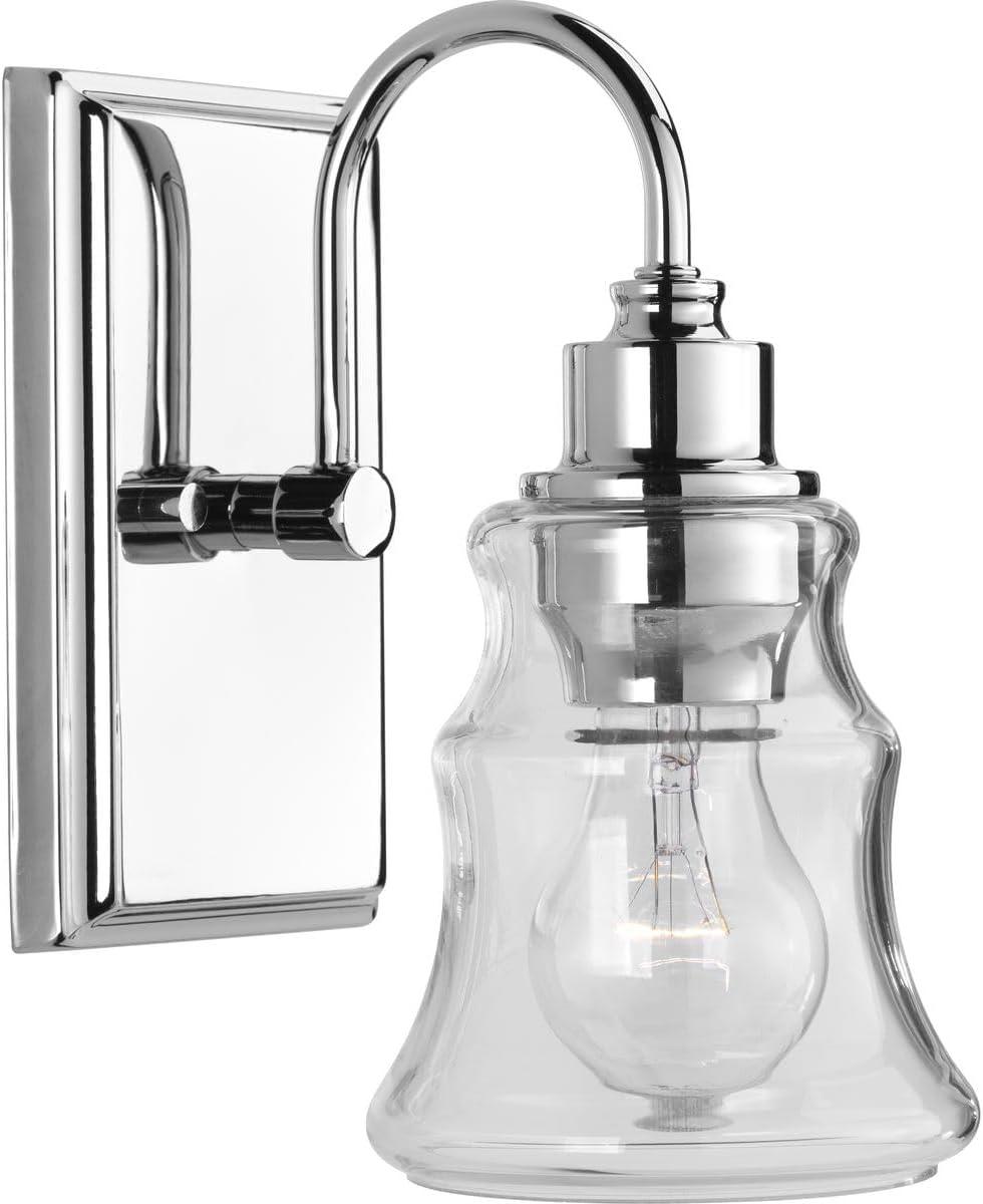 Progress Lighting Litchfield 1-Light Bath Vanity, Polished Chrome, Clear Glass Shade