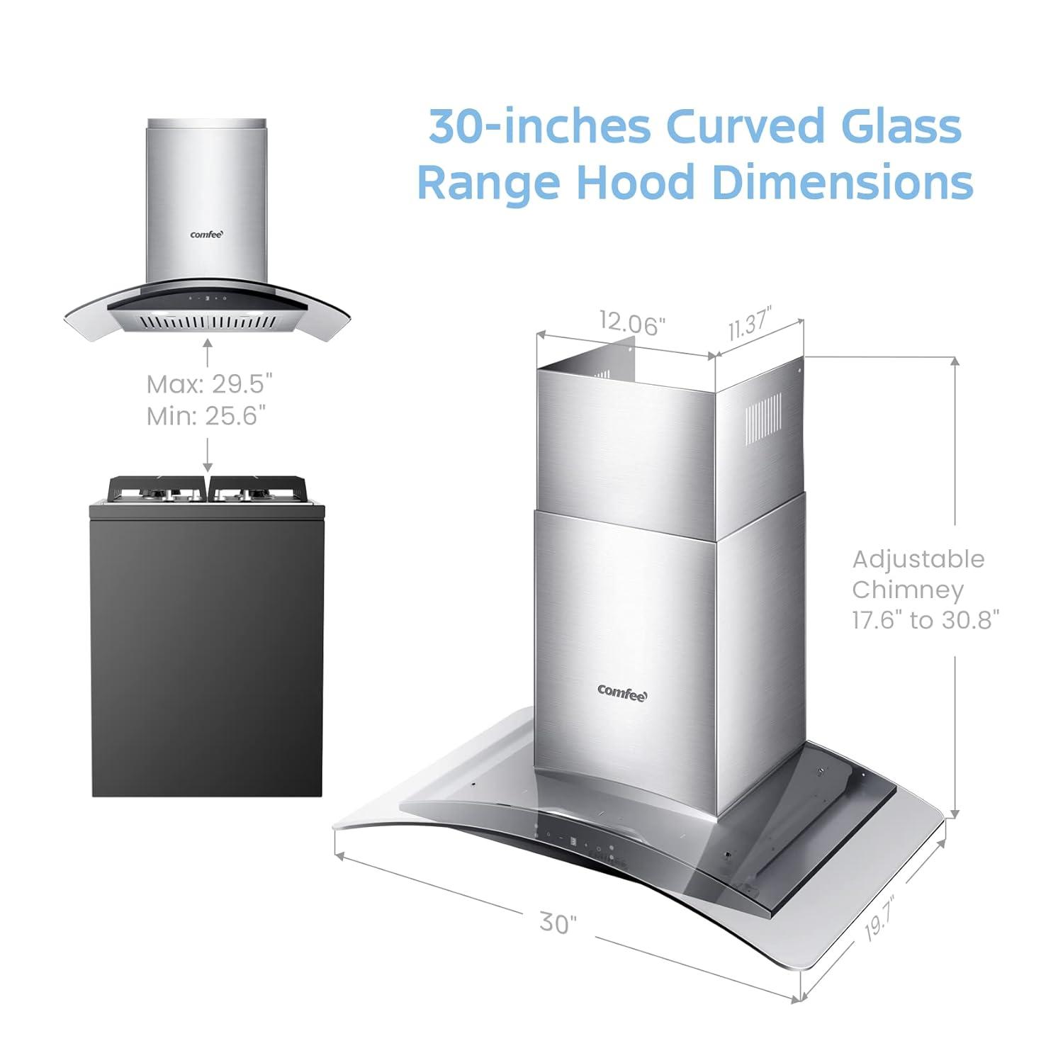 30-Inch Stainless Steel Convertible Wall Mounted Range Hood