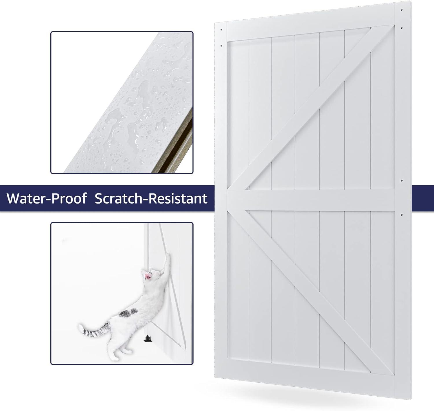 LDB_BUILDING Manufactured Paneled Wood Prefinished Barn Door with Installation Hardware Kit