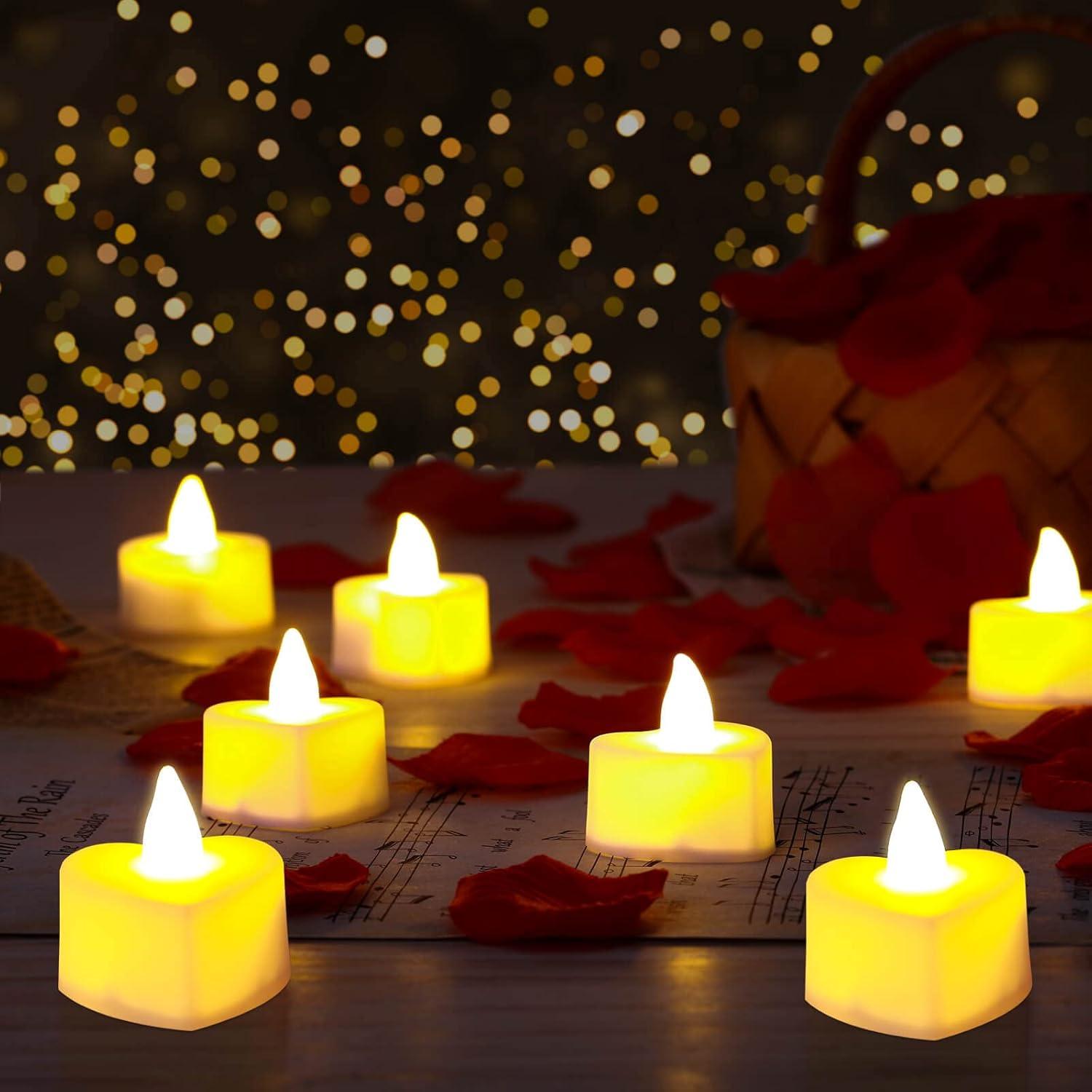 Red Flameless LED Tealights with Artificial Rose Petals Kit