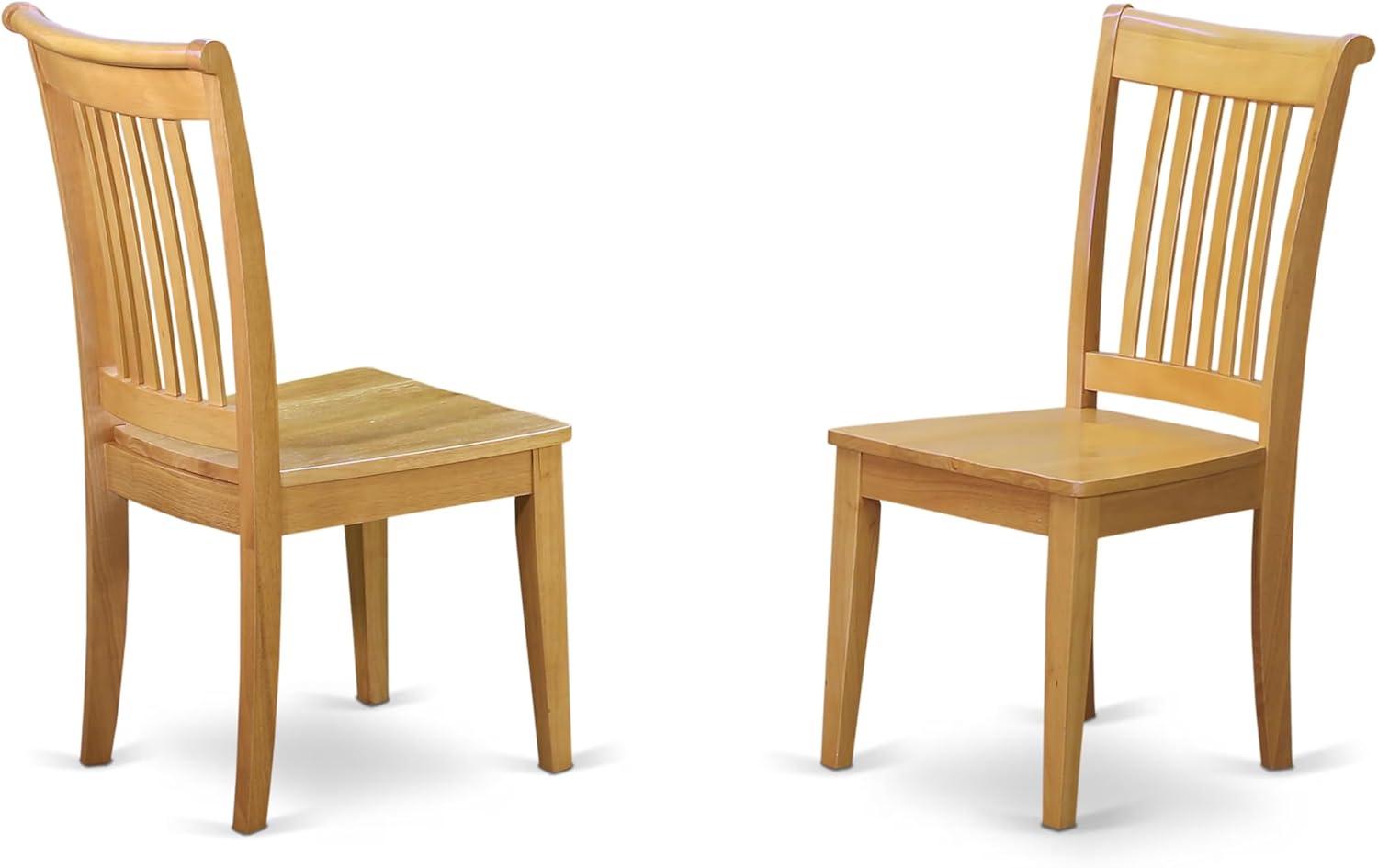 East West Furniture Portland 11" Wood Dining Chairs in Oak (Set of 2)