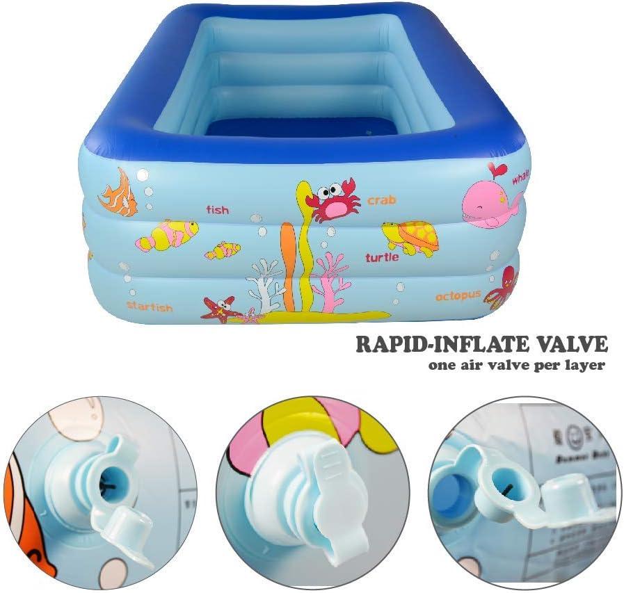 Ocean World Rectangular Inflatable Kiddie Pool with Pump