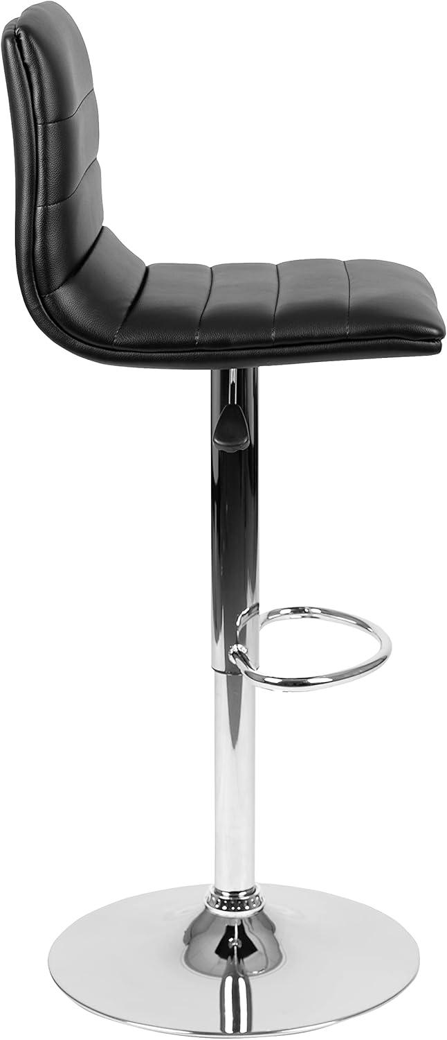 Flash Furniture Modern Purple Vinyl Adjustable Bar Stool with Back, Counter Height Swivel Stool with Chrome Pedestal Base