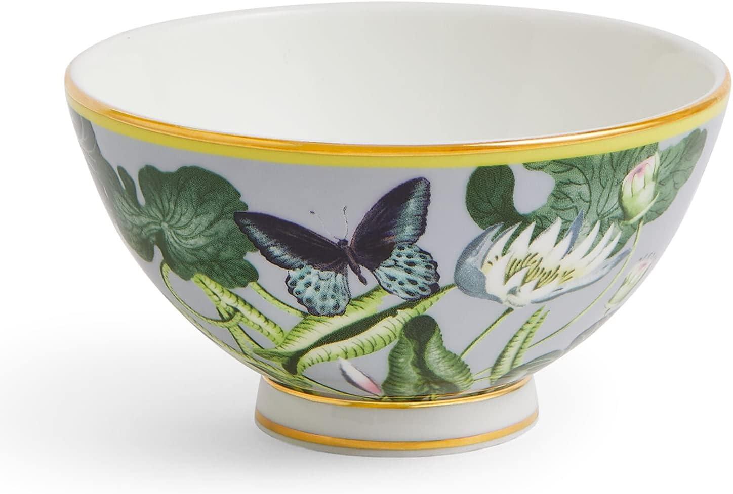 Eastern-Inspired Ceramic Bowl with Metallic Band