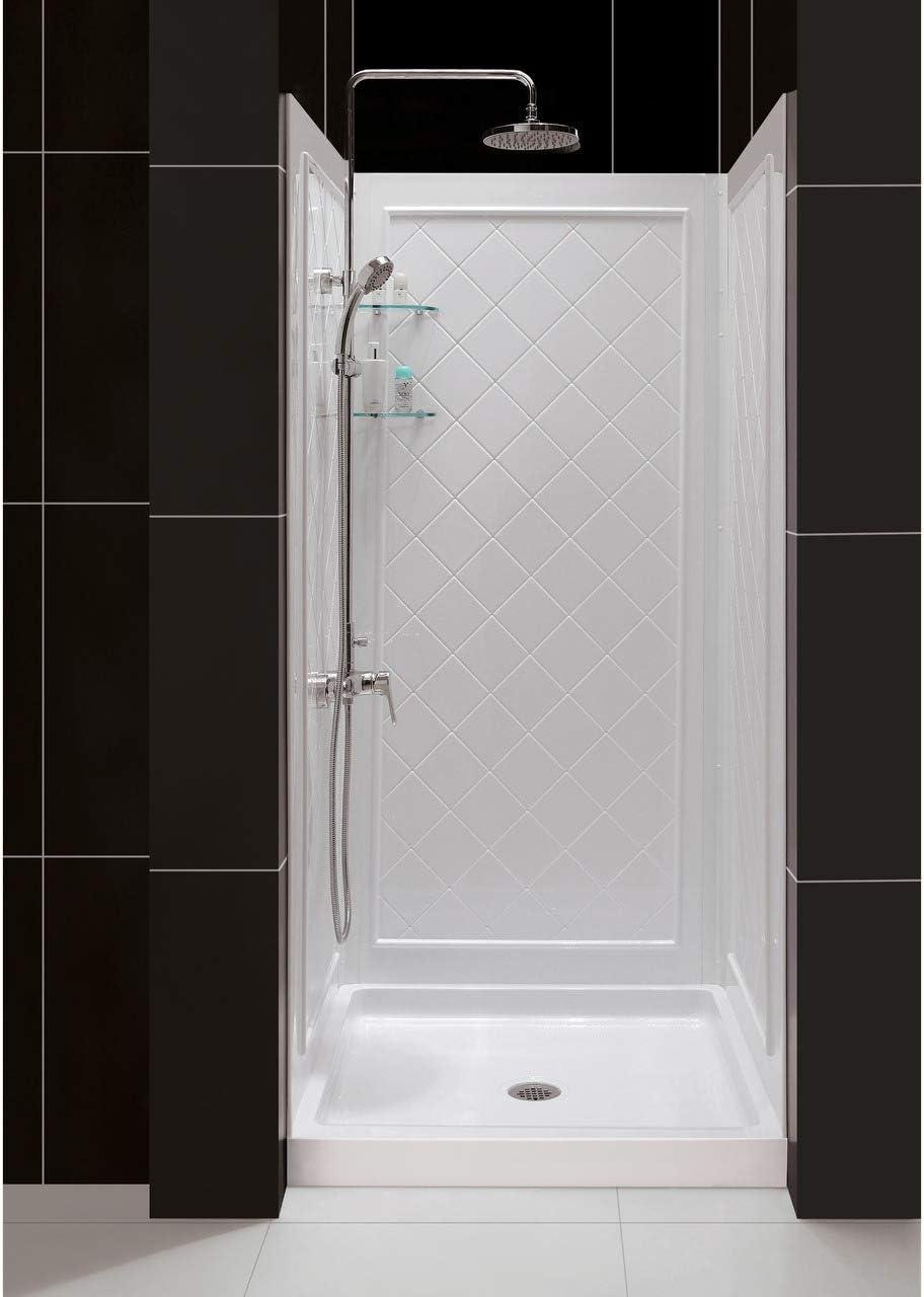 QWALL-4 32" W x 76.75" H Framed Square Shower Stall and Base Included