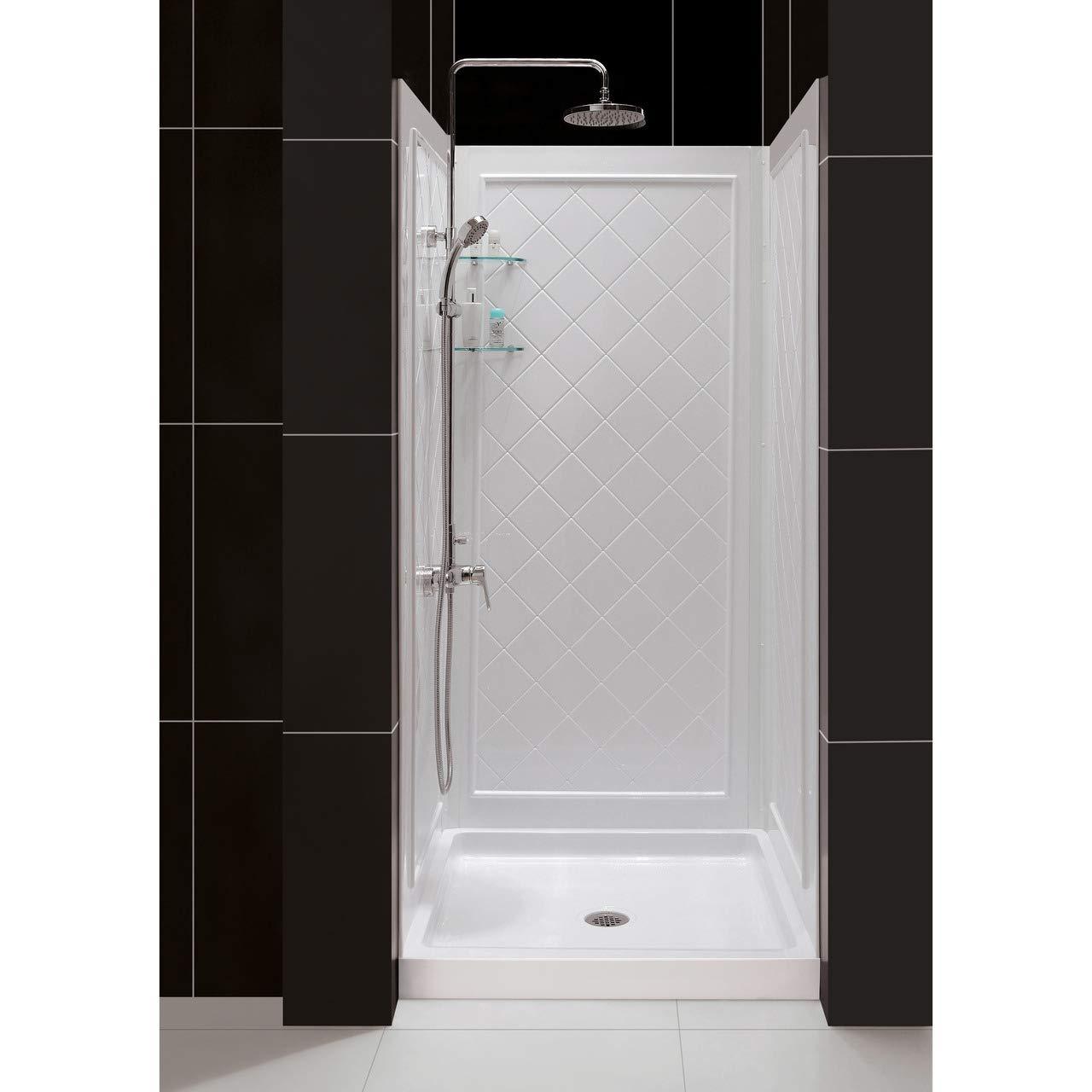 QWALL-4 32" W x 76.75" H Framed Square Shower Stall and Base Included