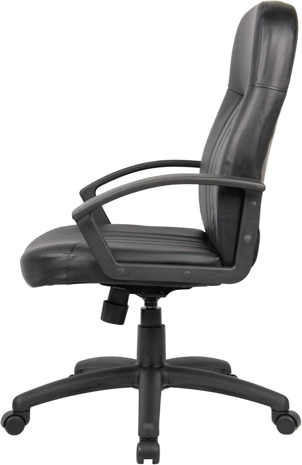 Executive Leather Budget Chair Black - Boss Office Products: Swivel, Lumbar Support, 250lb Capacity