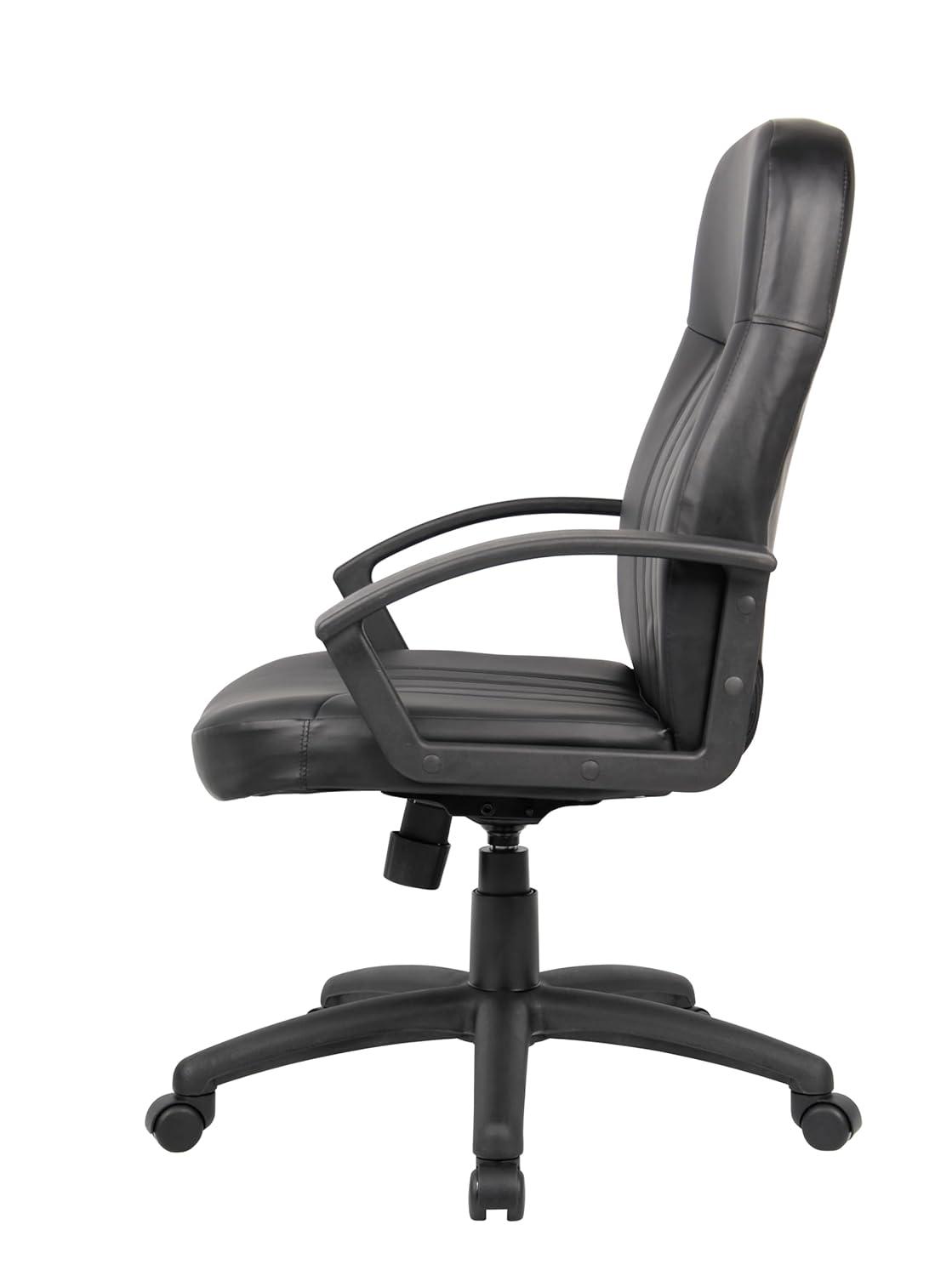 Executive Leather Budget Chair Black - Boss Office Products: Swivel, Lumbar Support, 250lb Capacity