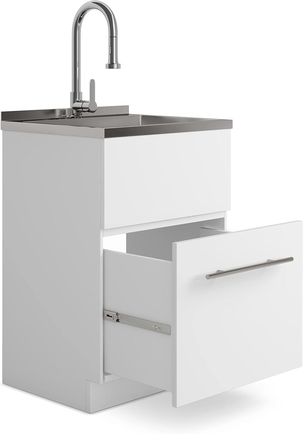 Metro 24 inch Laundry Cabinet with Faucet and Stainless Steel Sink