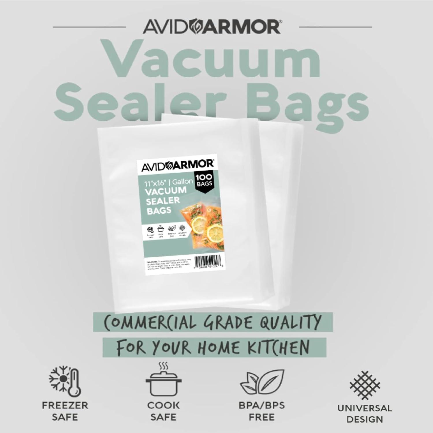 Avid Armor 11" x 16" Vacuum Sealer Bags, Gallon Vacuum Seal Bags, 100 Pack