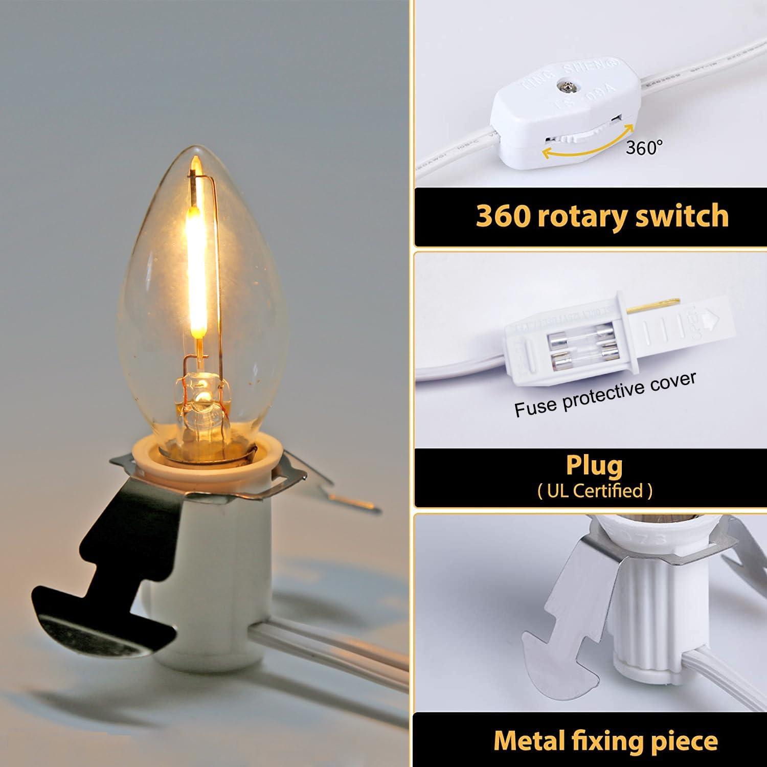 Warm White C7 LED Bulb with White Cord Set