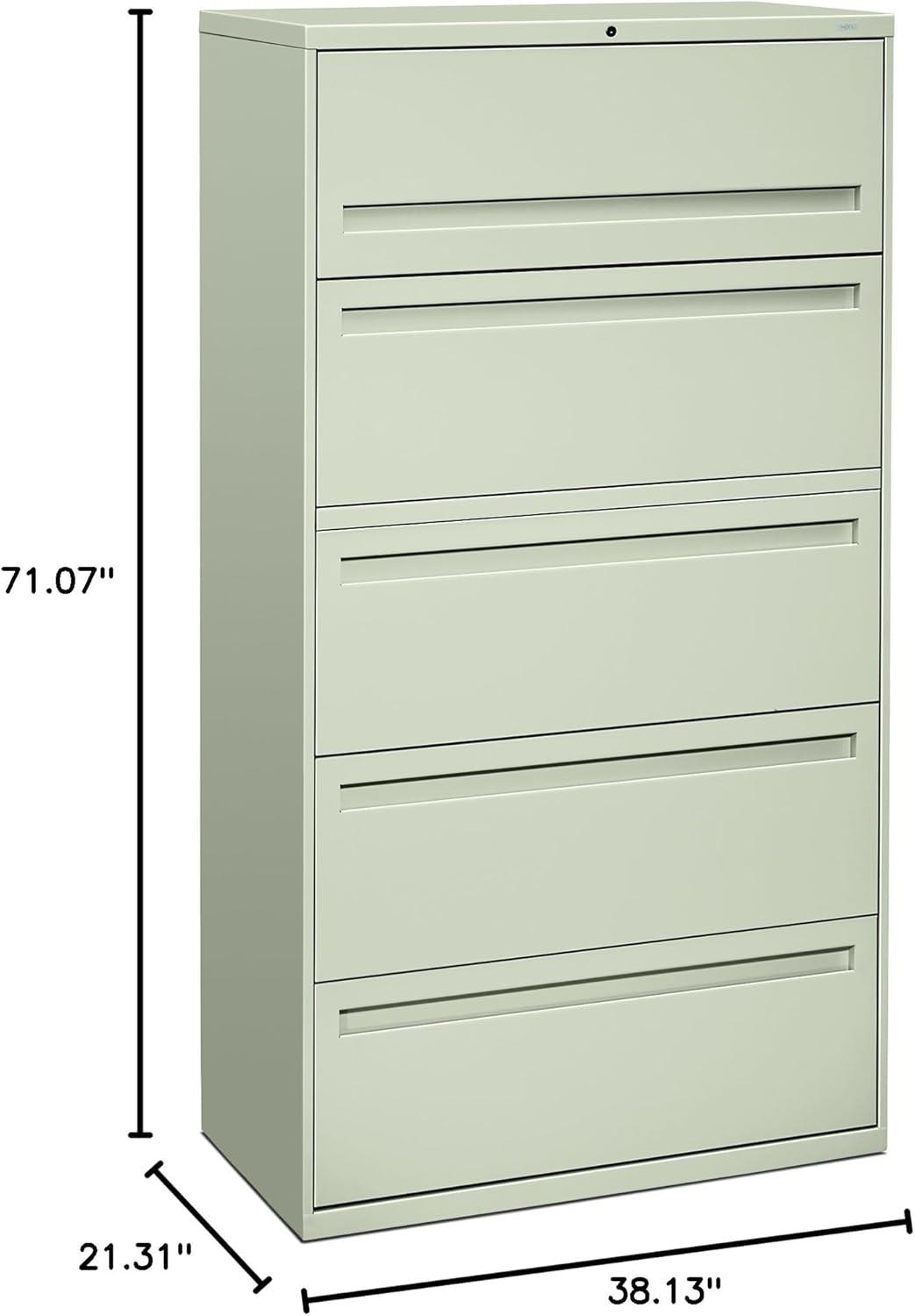 HON 5 Drawers Lateral Lockable Filing Cabinet, Gray