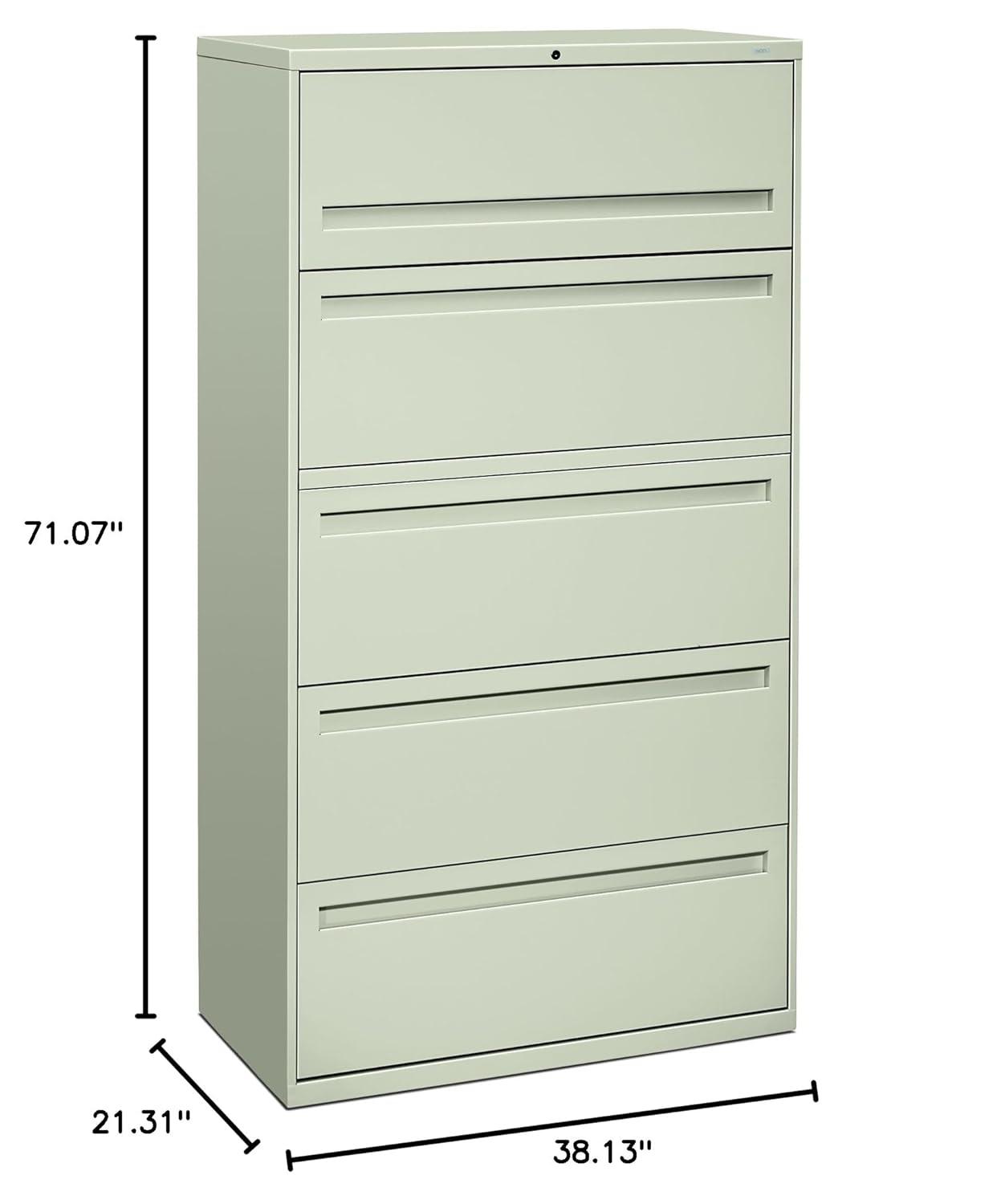 HON 5 Drawers Lateral Lockable Filing Cabinet, Gray