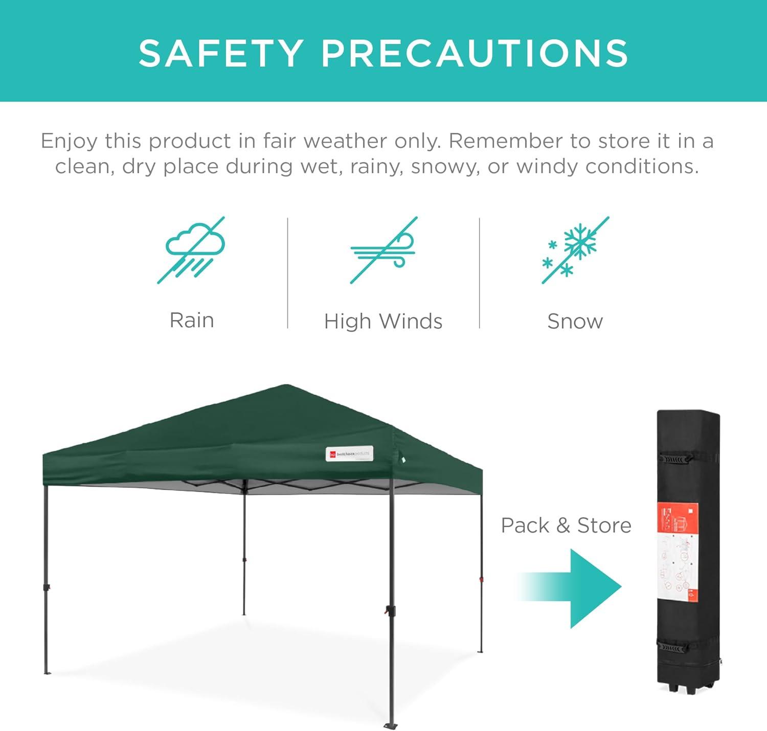 Best Choice Products Best Choice Products Easy Setup Pop Up Canopy W/ 1-Button Setup, Wheeled Case, 4 Weight Bags