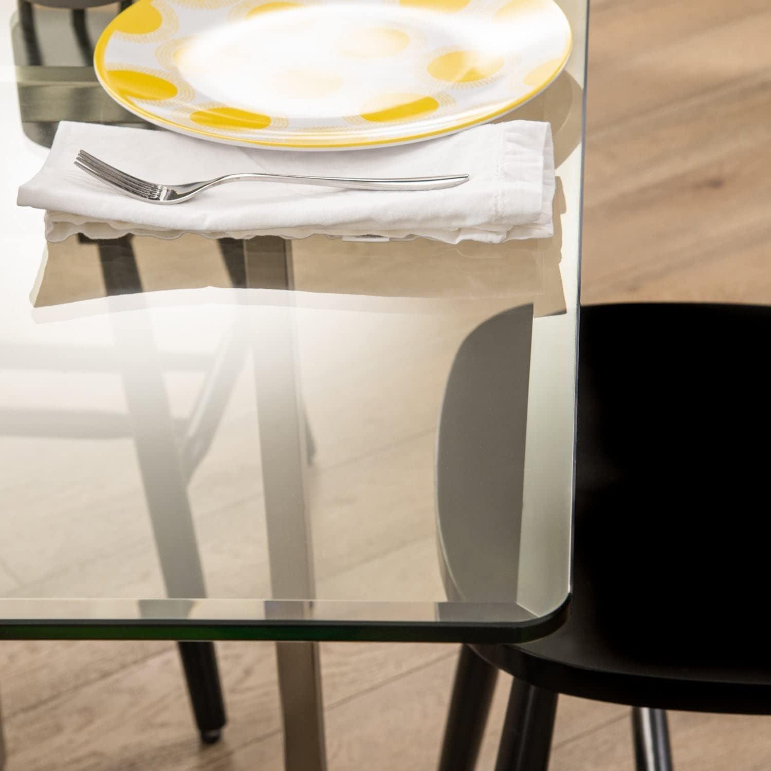 Elegant 24" Square Clear Tempered Glass Table Top with Pencil Edge