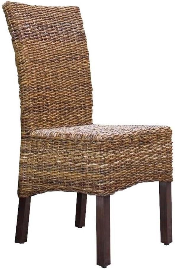 Elegant Arizona Hand-Woven Abaca and Mahogany Side Chair Set