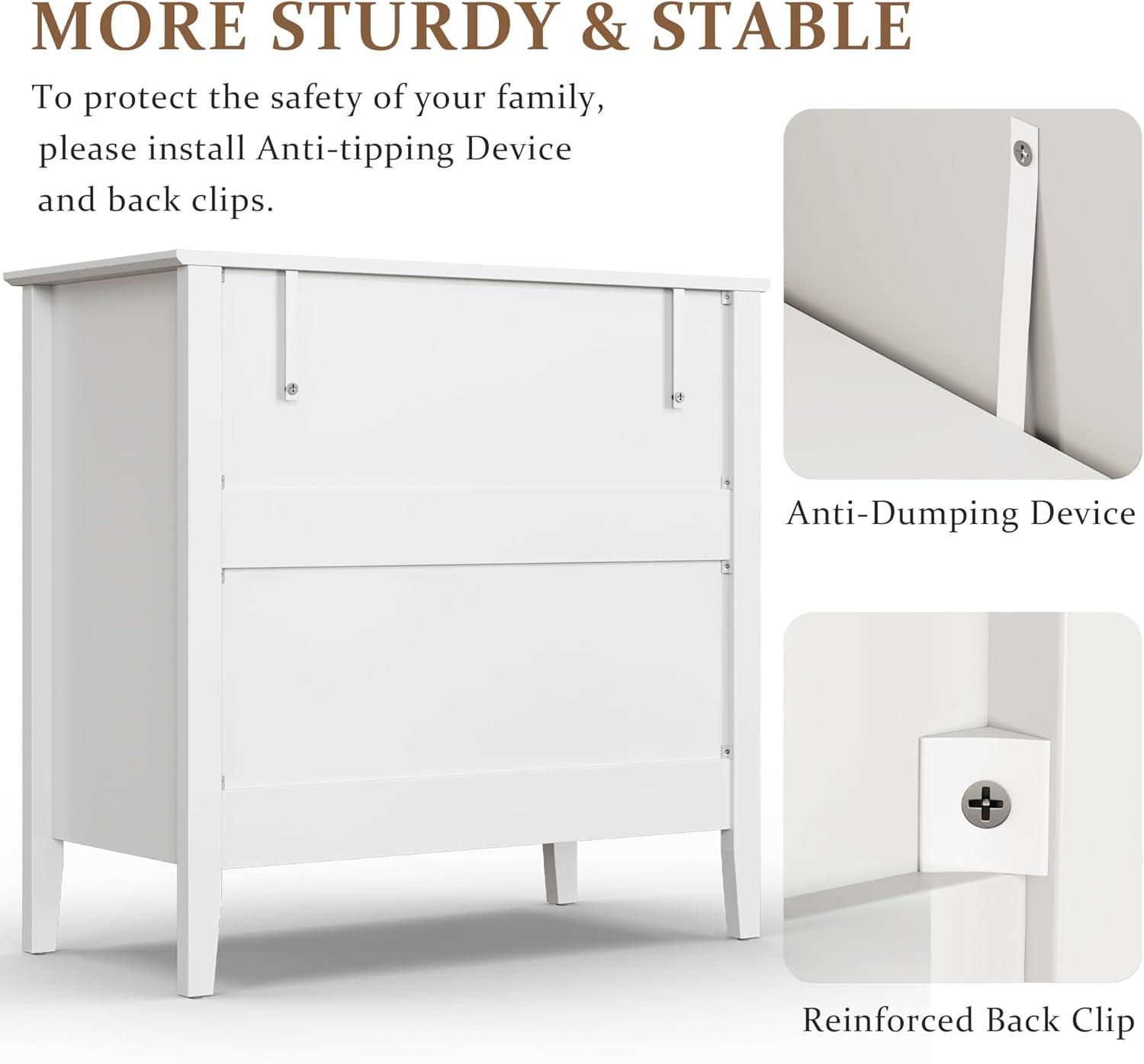 CozyHome White 3 Drawer Dresser, Painted 30 Inch Tall Wood Nightstand with Storage, Wide Modern Chest of Drawers with Ball Bearing Slide for Bedroom Hallway Living Room Entryway Office