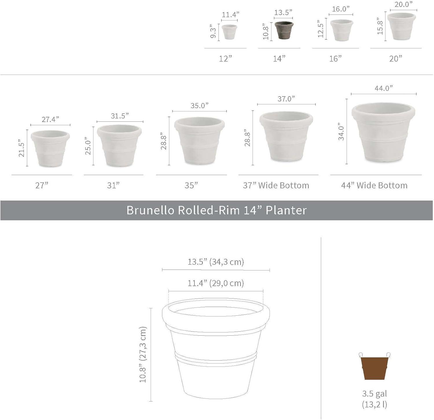 Crescent Garden Brunello Classic Rolled-Rim Plant Pot, Rust, 14in