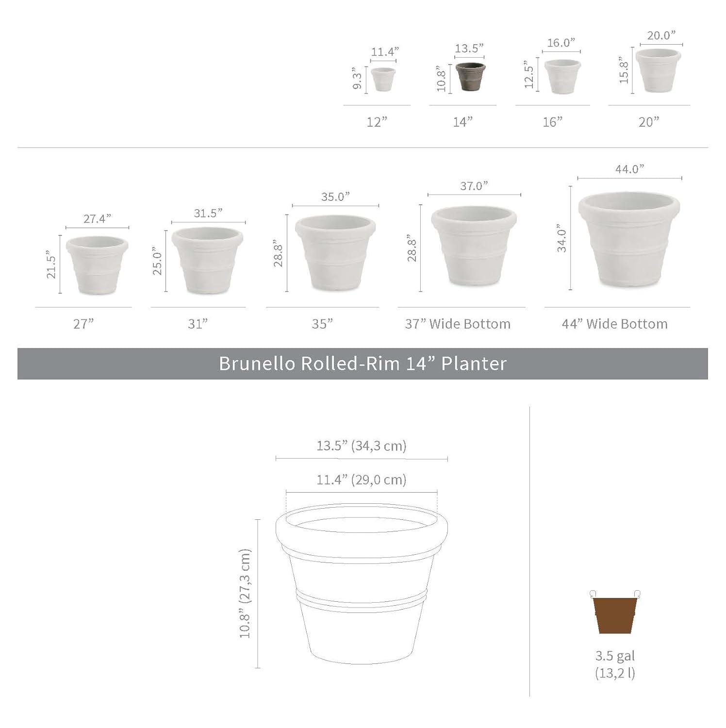 Crescent Garden Brunello Classic Rolled-Rim Plant Pot, Rust, 14in