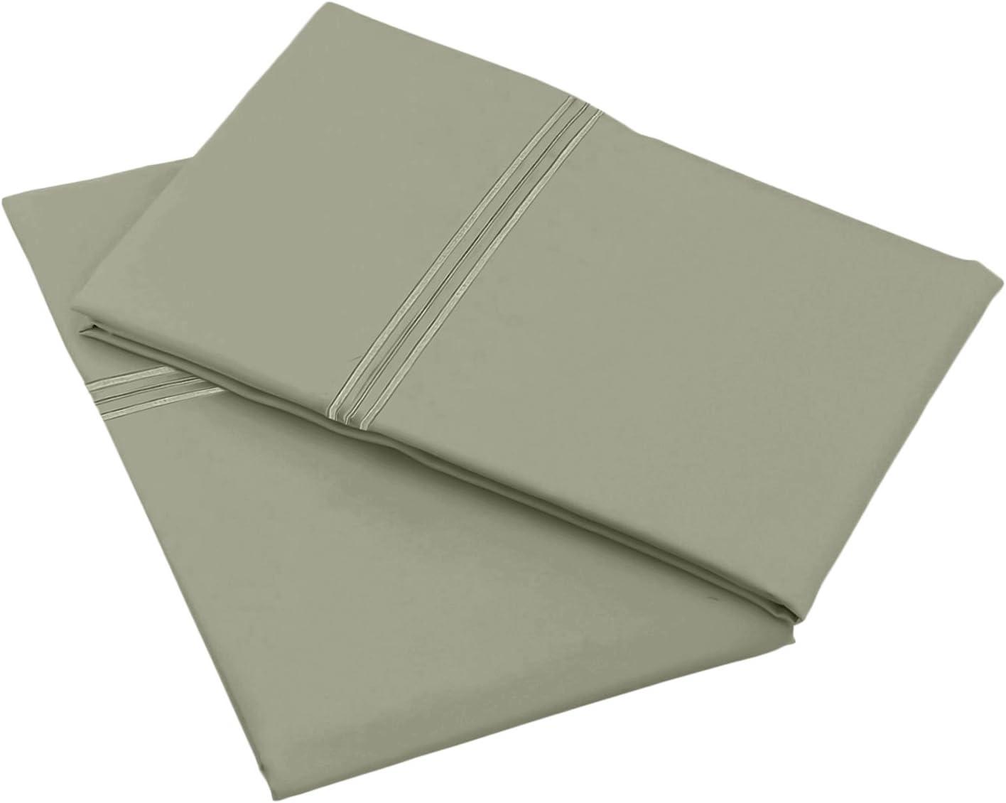 Clara Clark Pillow Cases Premier 1800 Microfiber Collection Pillow Case Set Of 2 Pieces, King Size, Sage Olive Green