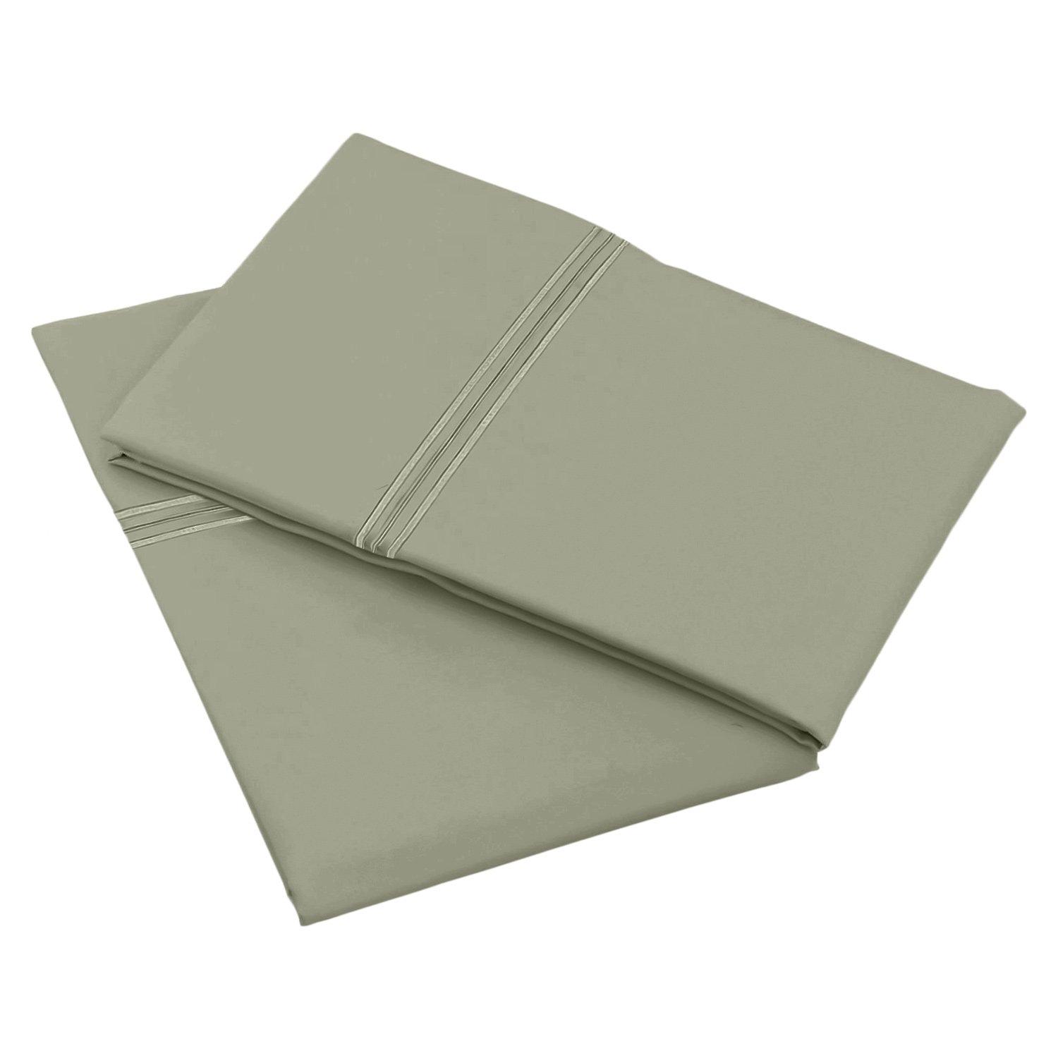 Clara Clark Pillow Cases Premier 1800 Microfiber Collection Pillow Case Set Of 2 Pieces, King Size, Sage Olive Green