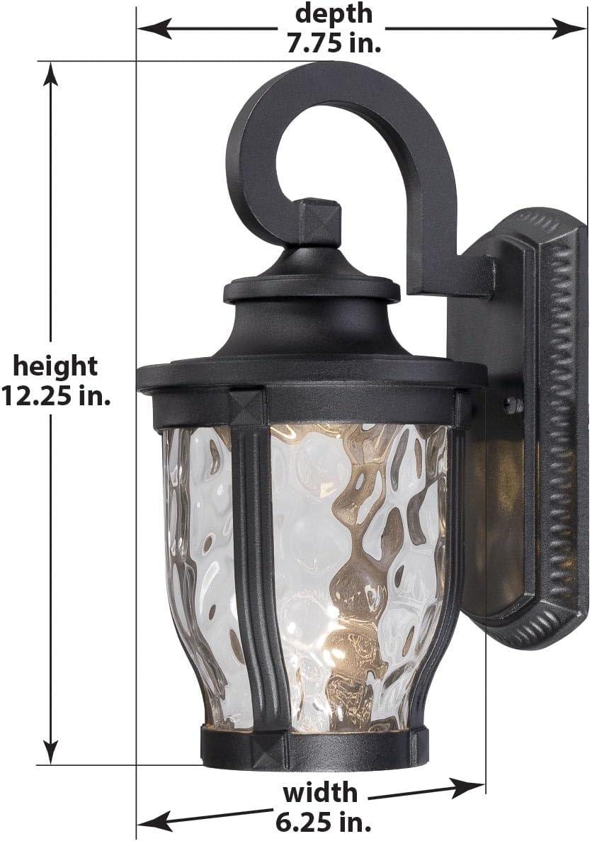 Minka Lavery Rustic Outdoor Wall Light Fixture Black LED 12 1/4" Clear Hammered Glass for Post Exterior Barn Deck Porch Yard Patio
