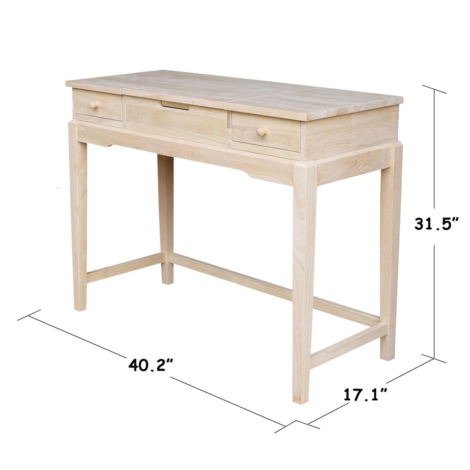 Alexandria Vanity Table with Vanity Bench Unfinished - International Concepts