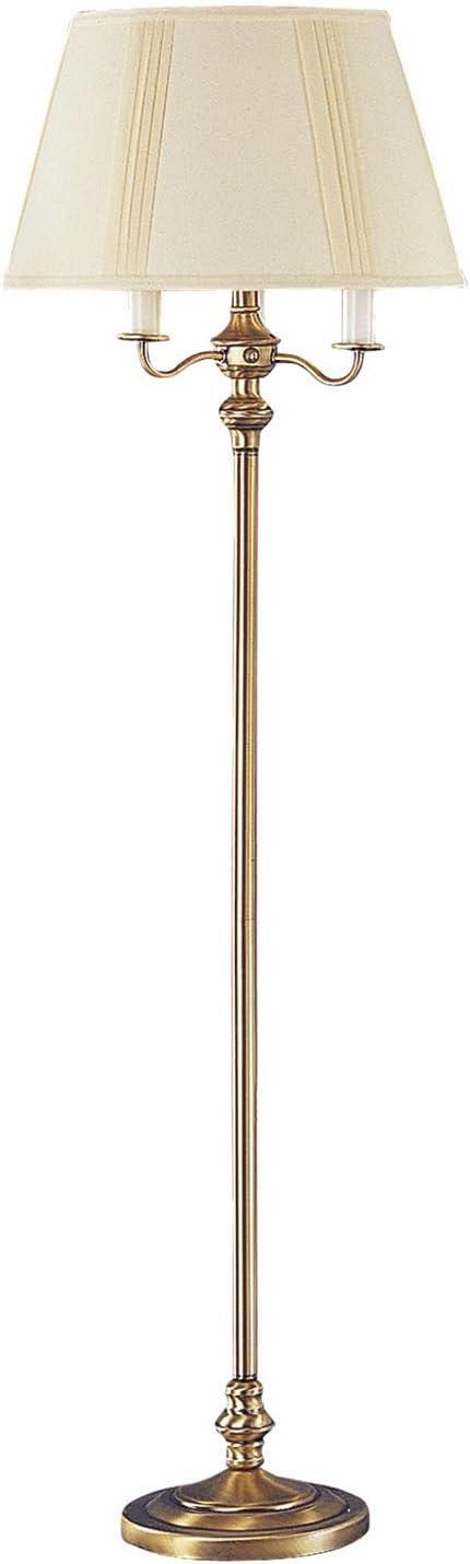 Elegant Candelabra-Inspired Antique Brass Floor Lamp with Cream Shade