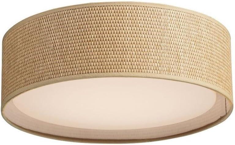 Maxim Prime 16" Wide Coastal Modern Grass Cloth Drum LED Ceiling Light