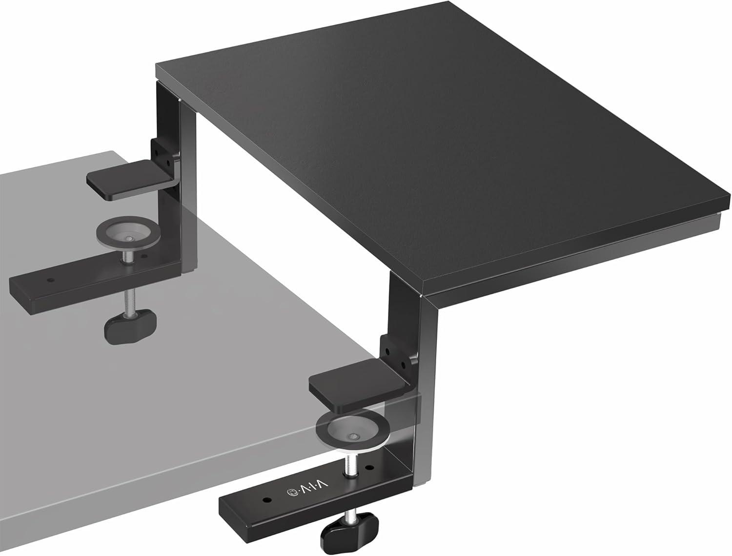 VIVO Black 15" Clamp-on Desk Extension Shelf for Monitor, Laptop, Printer